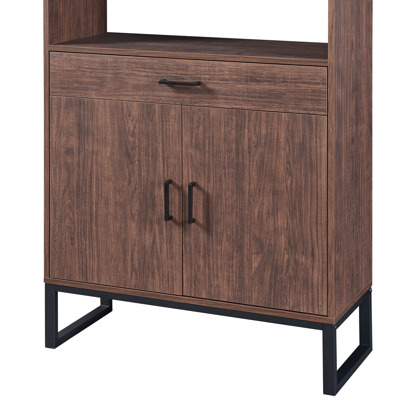 Open Bookshelf with Doors, Bookcase, LED Strip Lights