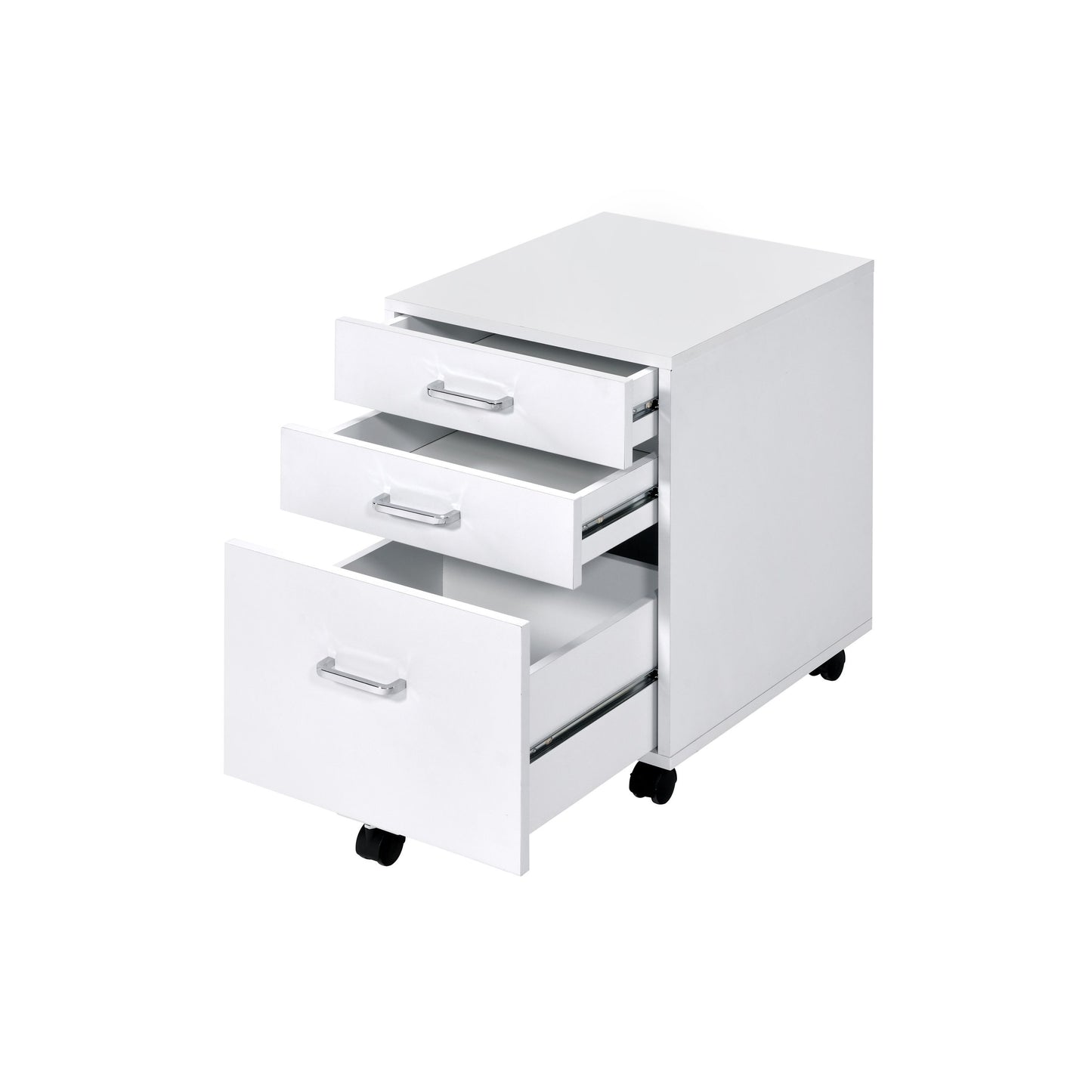 ACME Tennos Cabinet, White & Chrome Finish