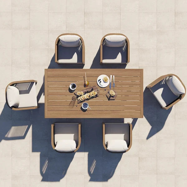 7 Pieces Outdoor Dining Set For 6 with Rectangle Table