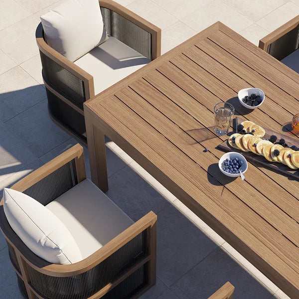 7 Pieces Outdoor Dining Set For 6 with Rectangle Table