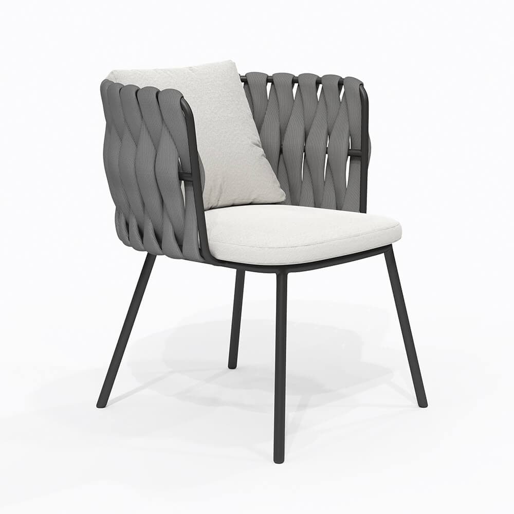 7 Pieces Outdoor Dining Set with Faux Marble Top & Aluminum Table
