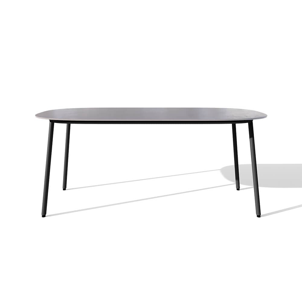 7 Pieces Outdoor Dining Set with Faux Marble Top & Aluminum Table