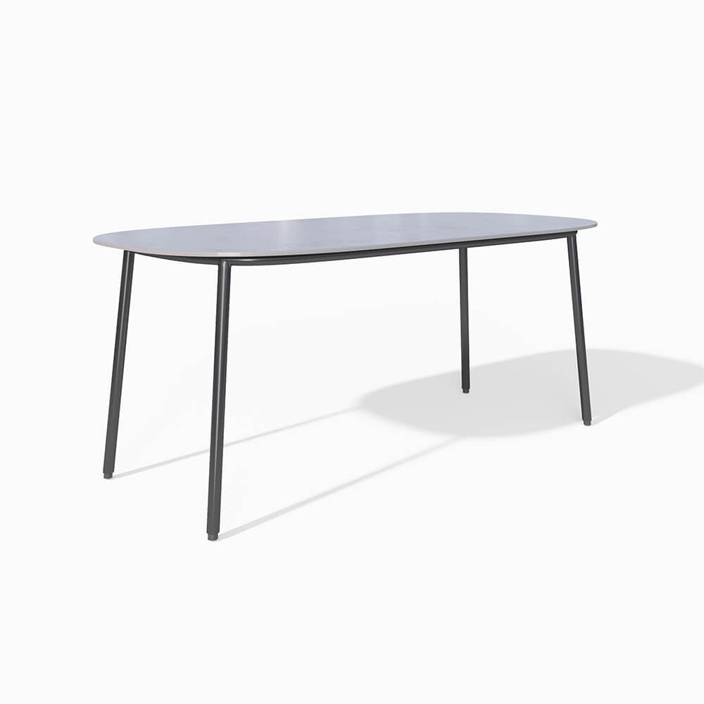 7 Pieces Outdoor Dining Set with Faux Marble Top & Aluminum Table
