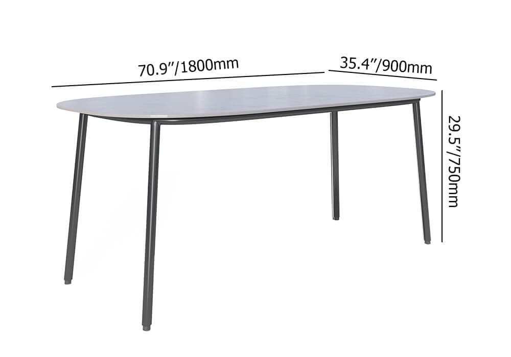 7 Pieces Outdoor Dining Set with Faux Marble Top & Aluminum Table