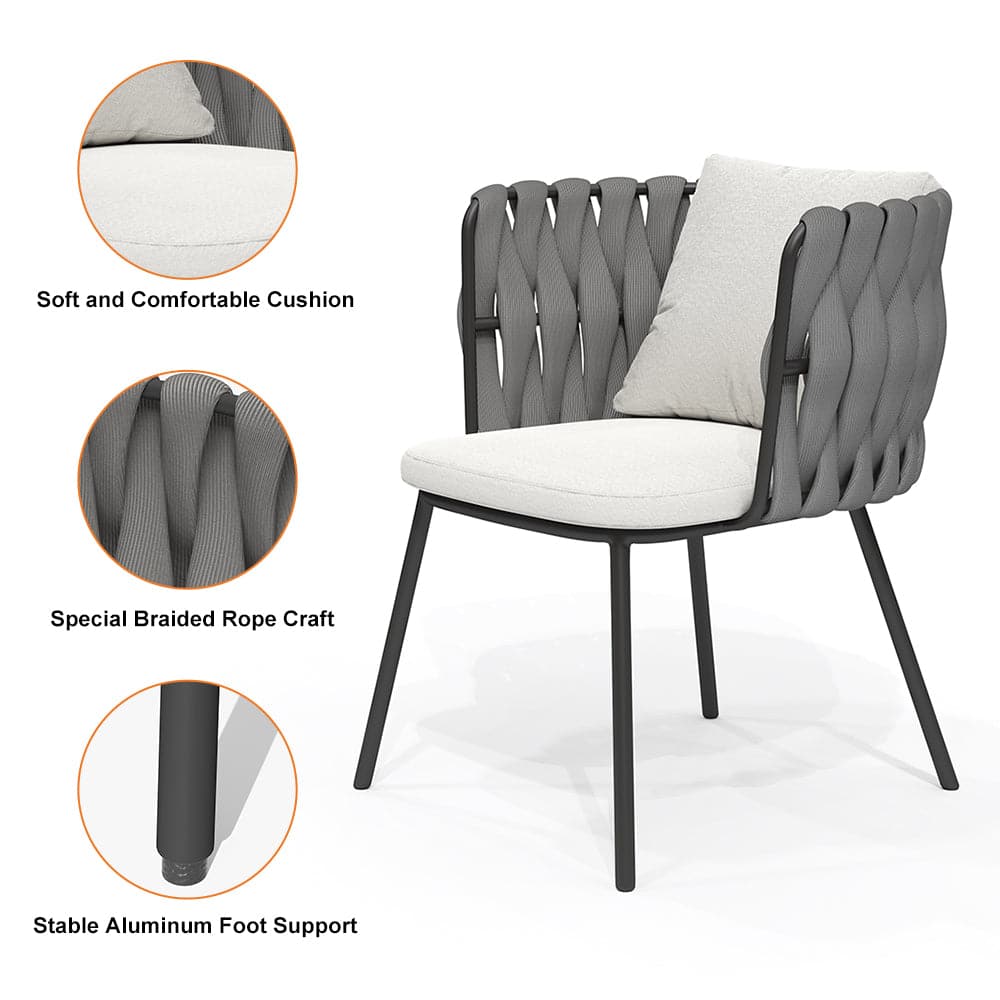 7 Pieces Outdoor Dining Set with Faux Marble Top & Aluminum Table