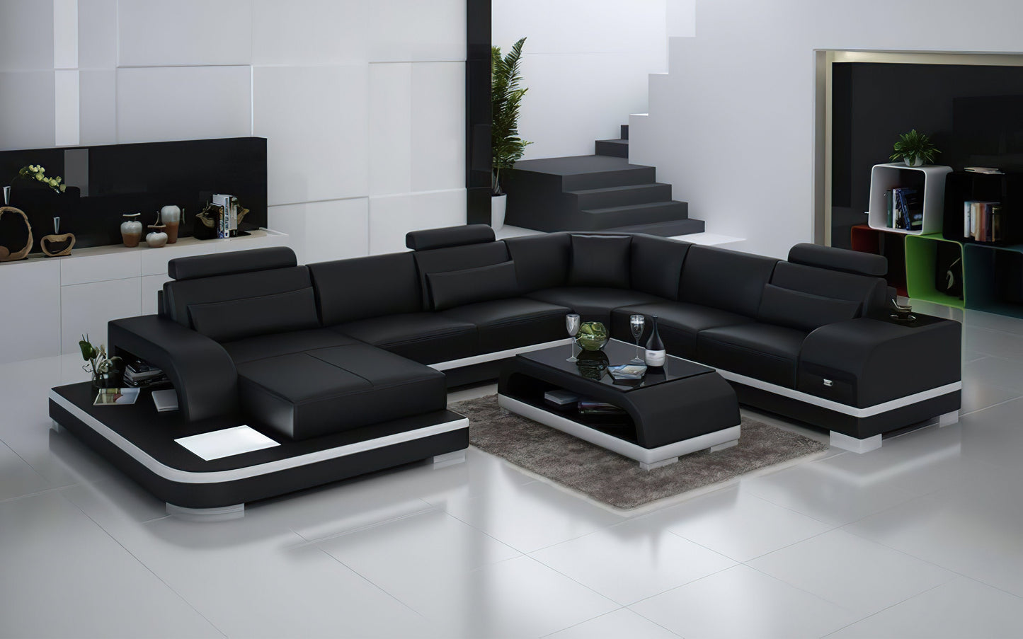 Leather Sectional with LED Lights