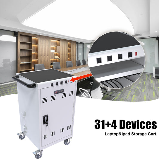 Mobile Charging Cart and Cabinet for Tablets, Laptops 31+4-Device