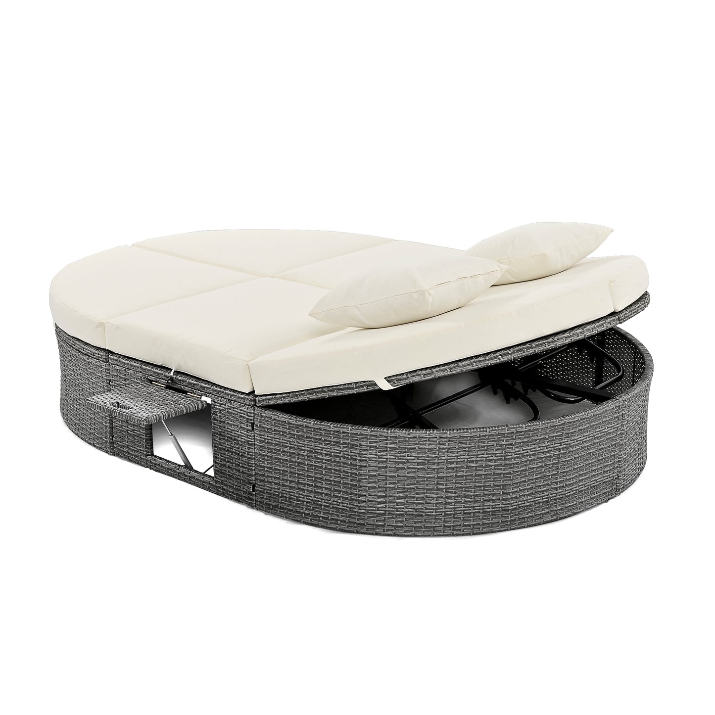 Outdoor Sun Bed Patio 2-Person Daybed, Cushions, Pillows