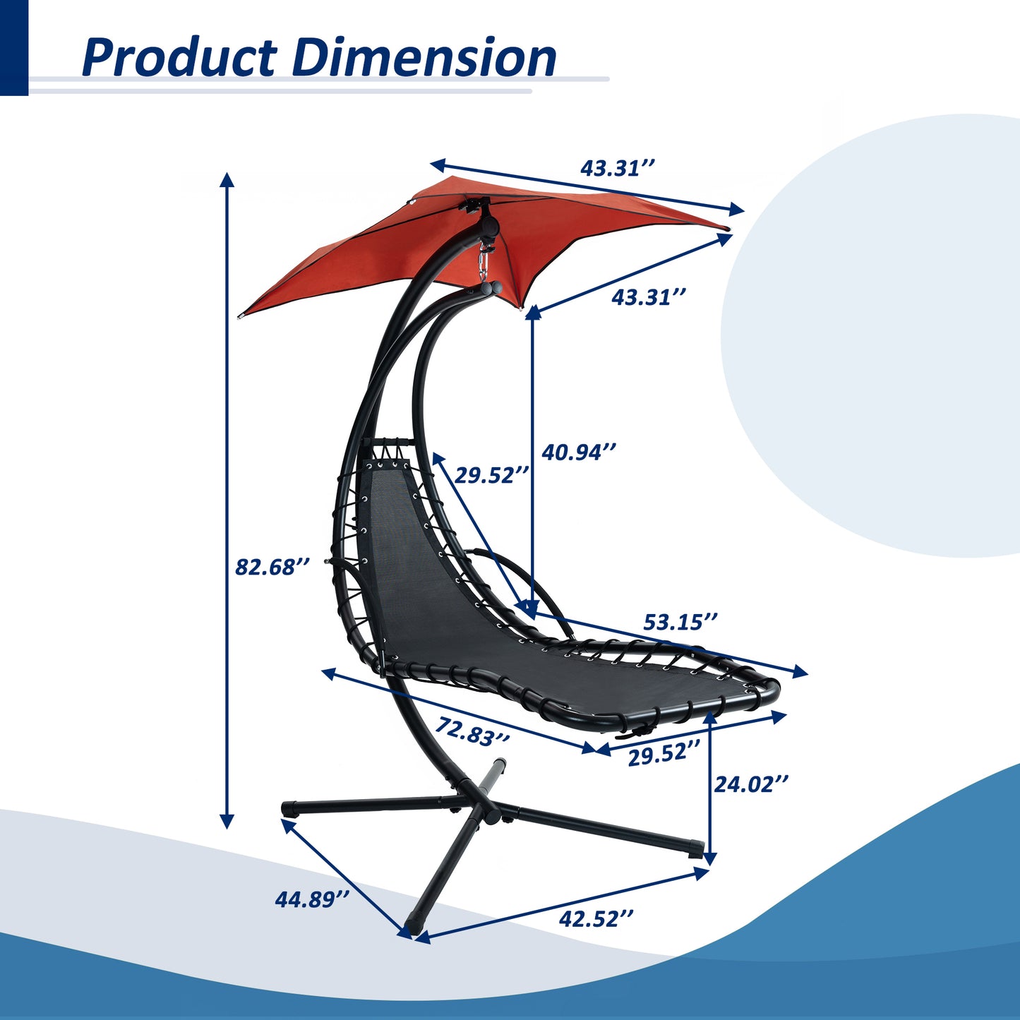 Hanging Chaise Lounger, Removable Canopy, Outdoor Swing Chair