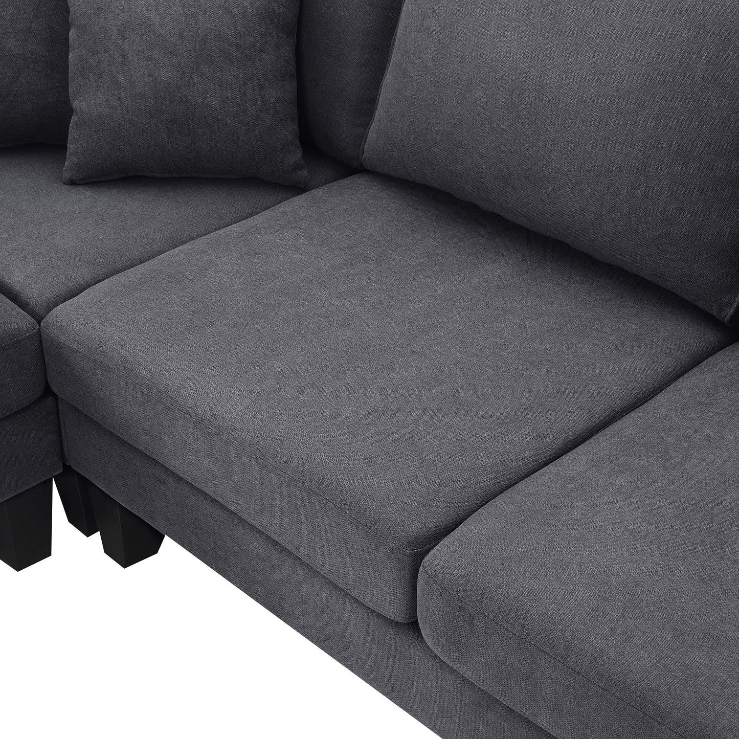 Terrycloth Sectional Sofa, 5-Seat Set, Chaise Lounge, L-Shape, Living Room, Grey