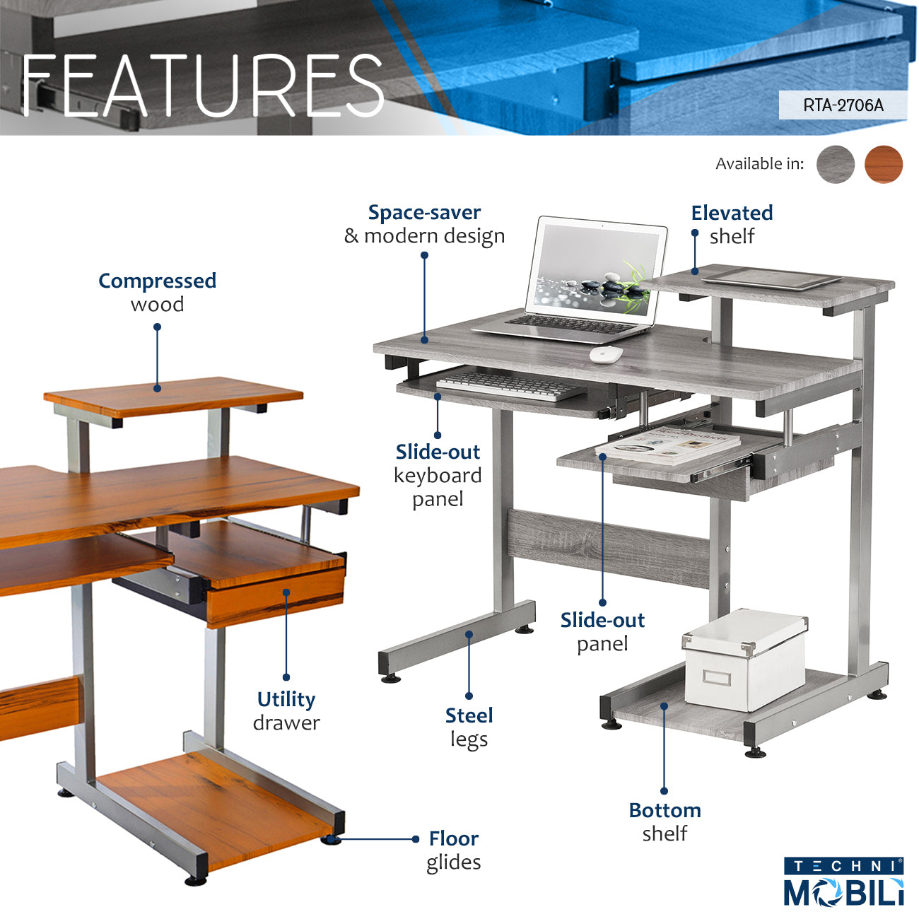 Computer Workstation Desk, Woodgrain