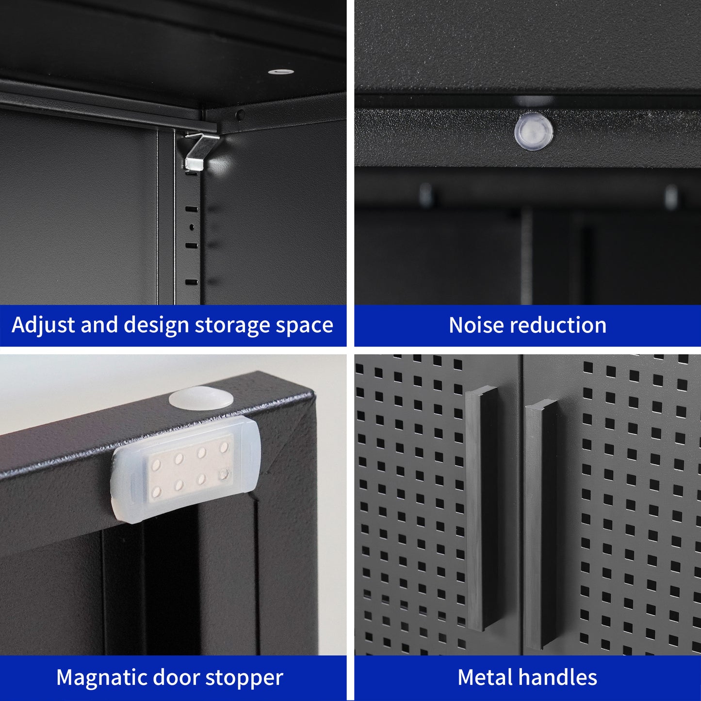 Metal Storage Cabinet with 2 Doors and 2 Adjustable Shelves