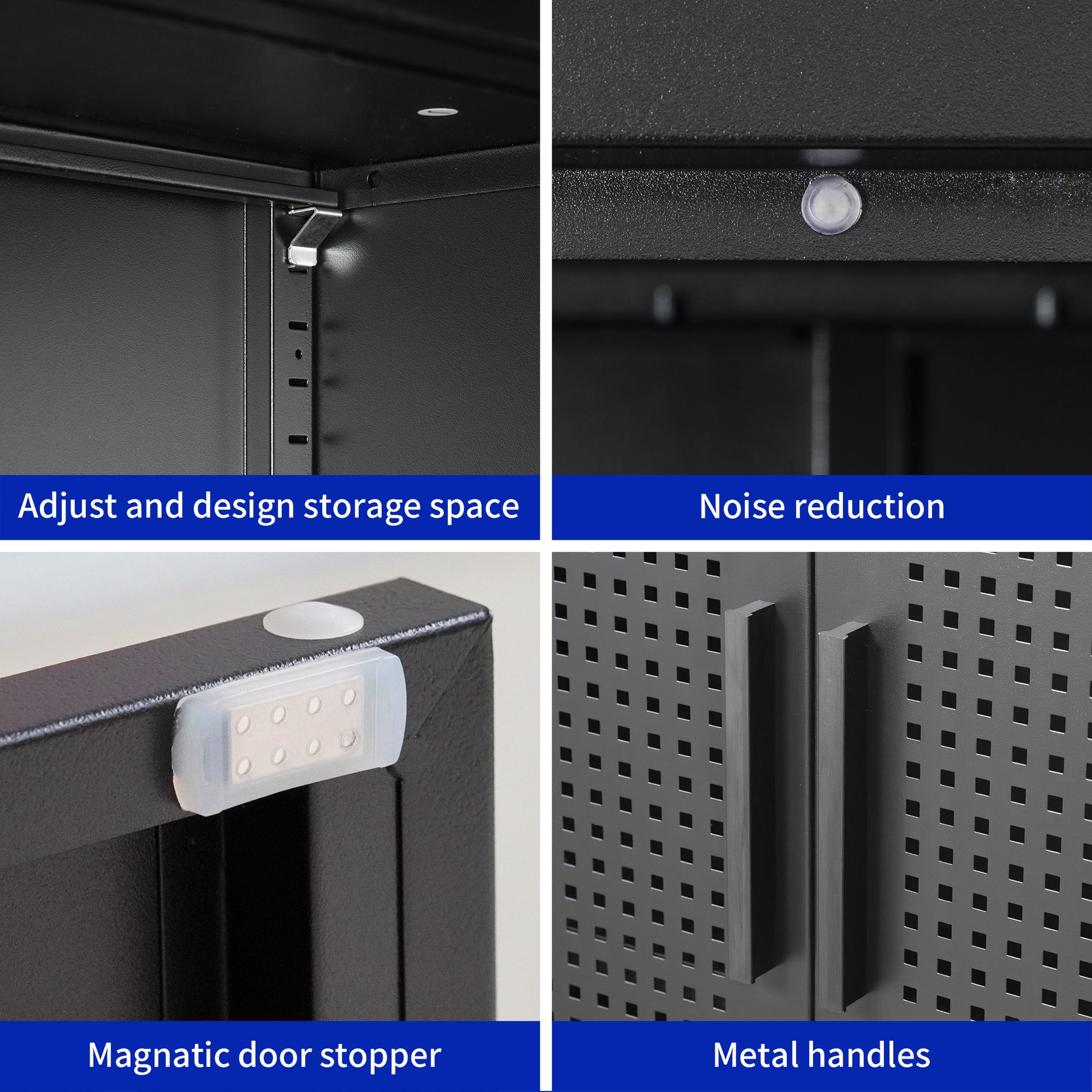 Metal Storage Cabinet with 2 Doors and 2 Adjustable Shelves