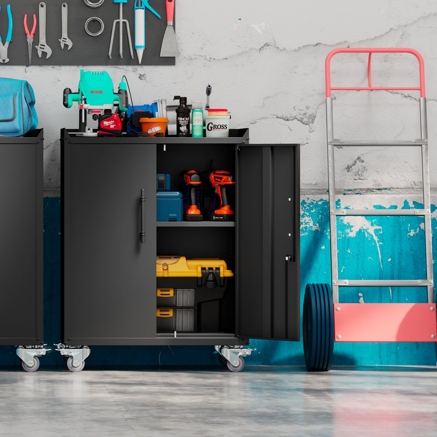 2 Door Tool Cabinets Lockable with Wheels