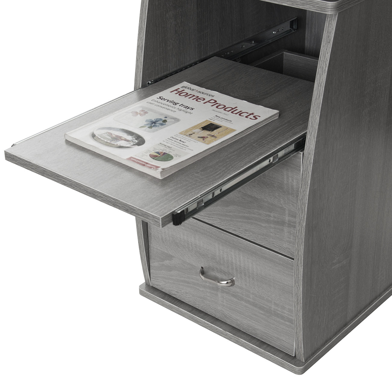 Computer Workstation Desk With Storage, Grey