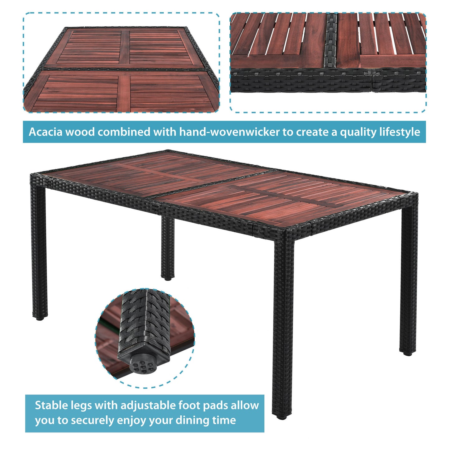 7-Piece Outdoor Patio Dining Set, Dining Table, Chairs