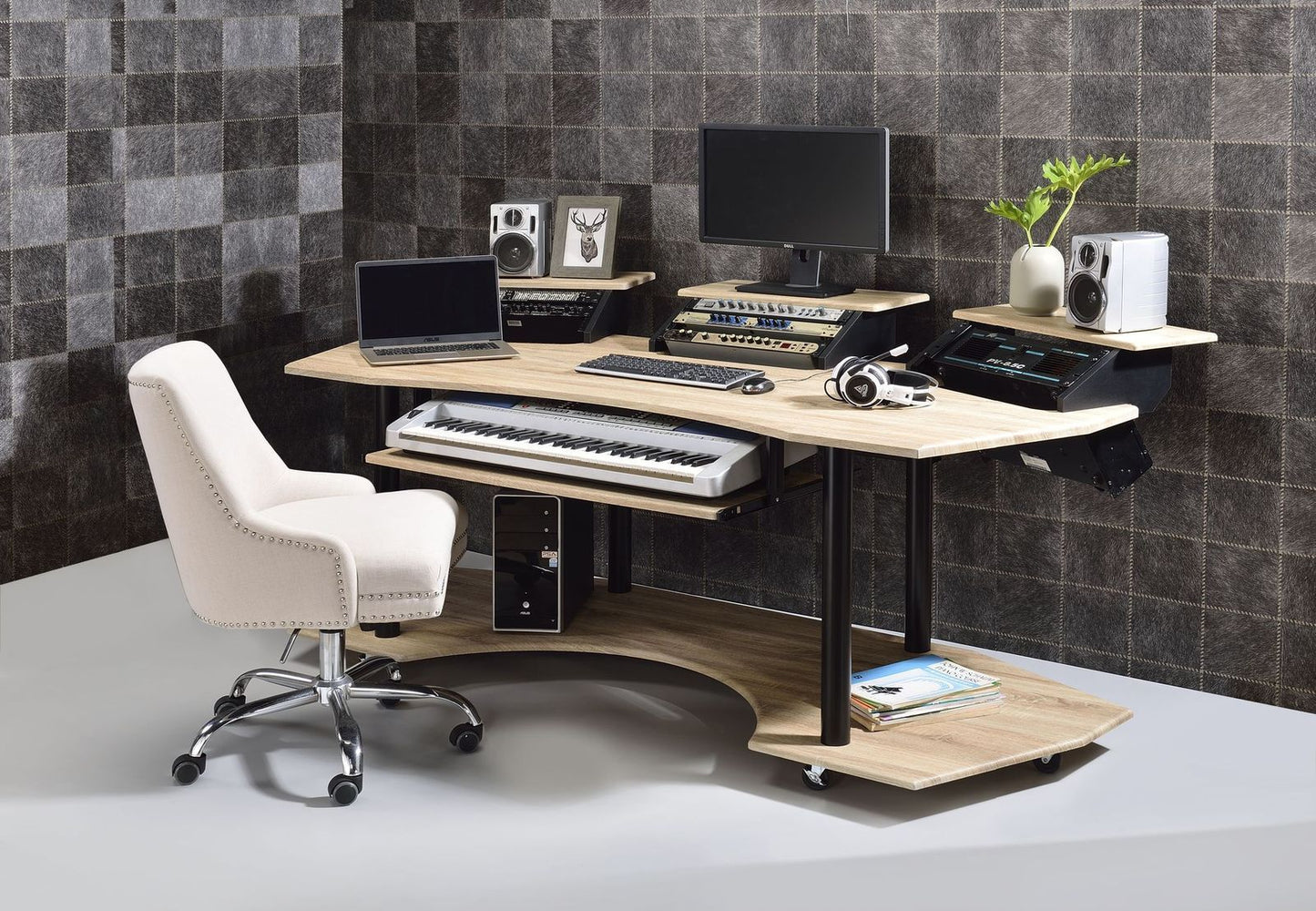 ACME Eleazar Computer Desk, Natural Oak