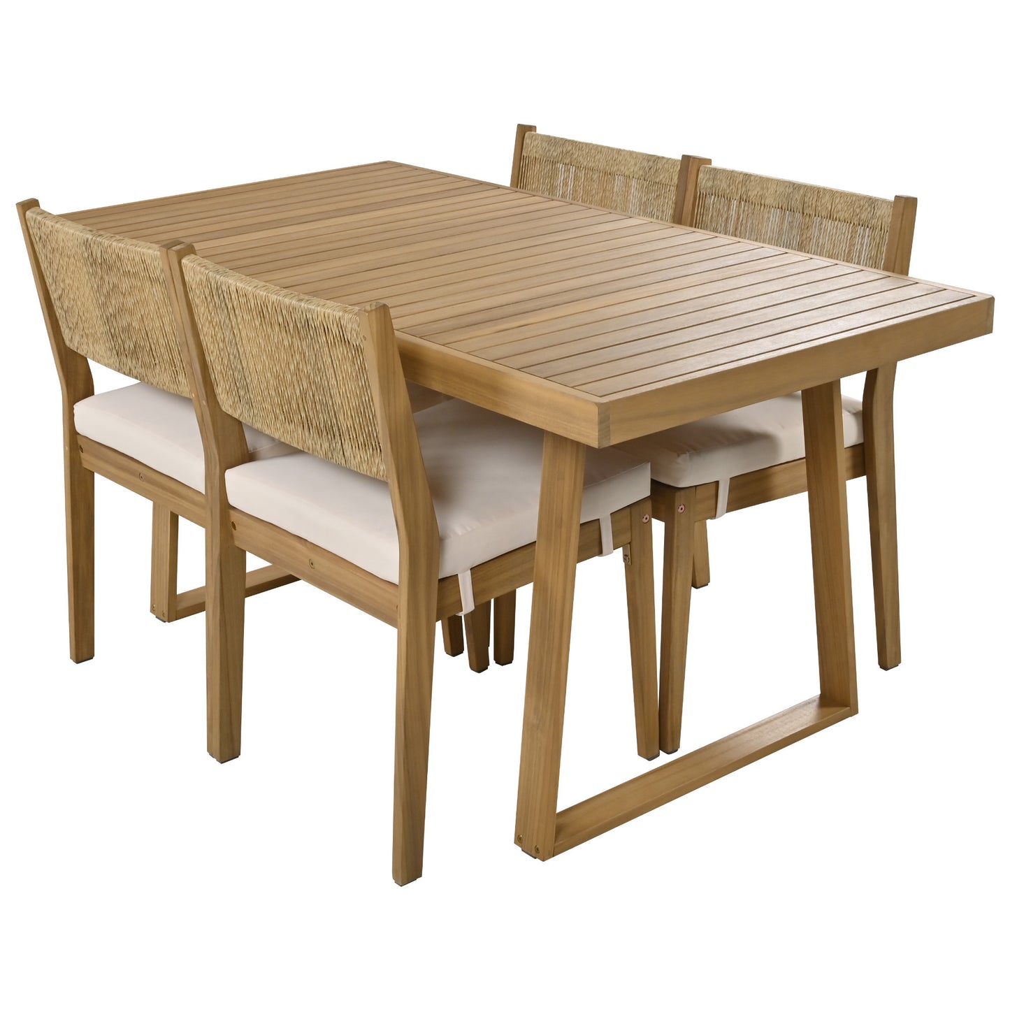 Multi-person Outdoor Dining Table and Chair Set, Thick Cushions