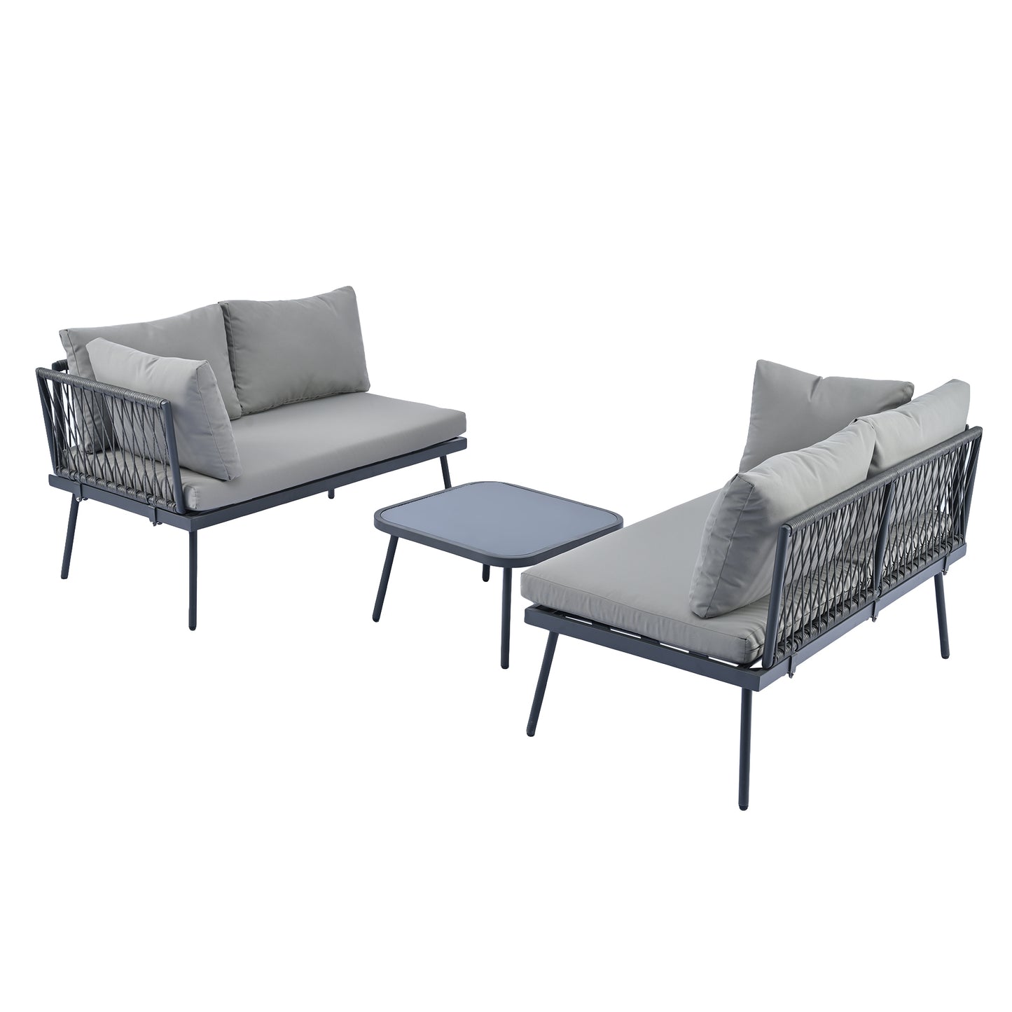 Modern Outdoor 3-Piece Sofa Set All Weather Patio