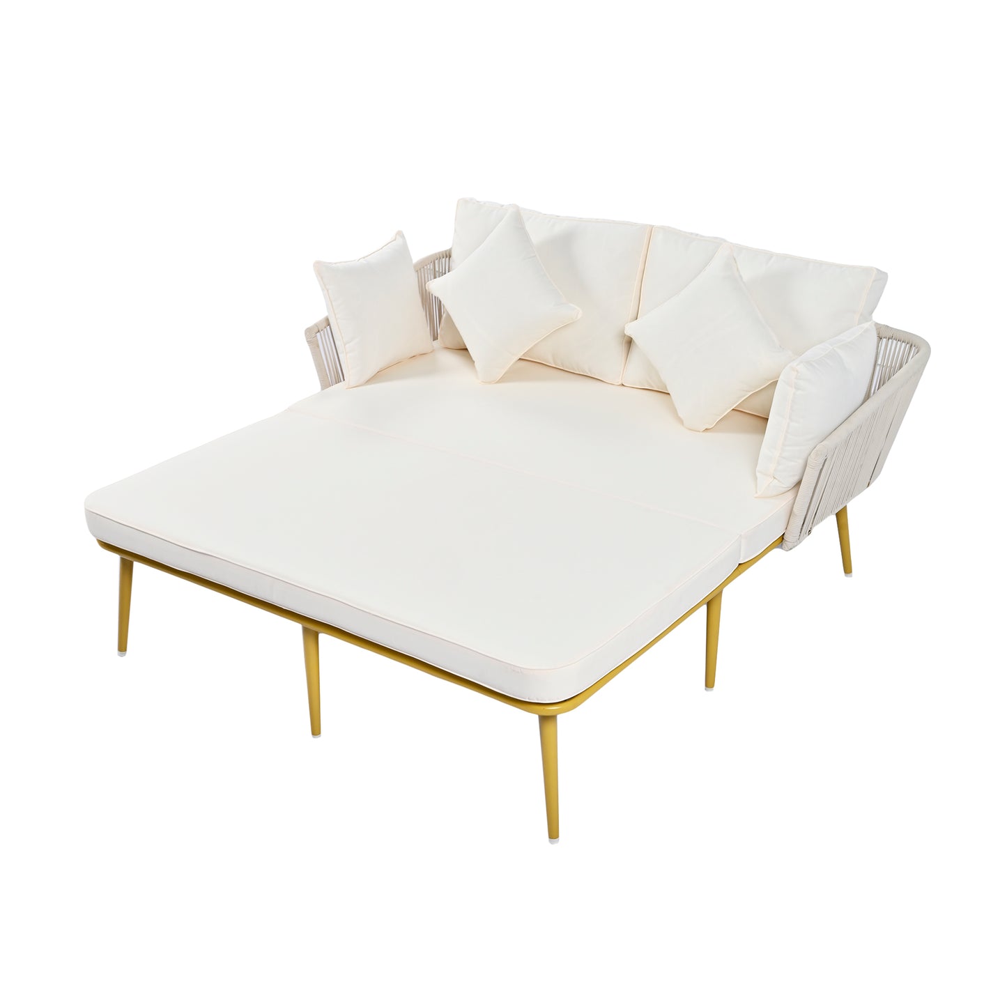 Outdoor Patio Daybed, Backrest with Washable Cushions