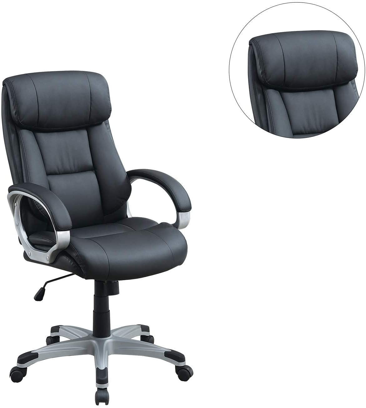 Office Chair Black Color Cushioned Headrest Adjustable