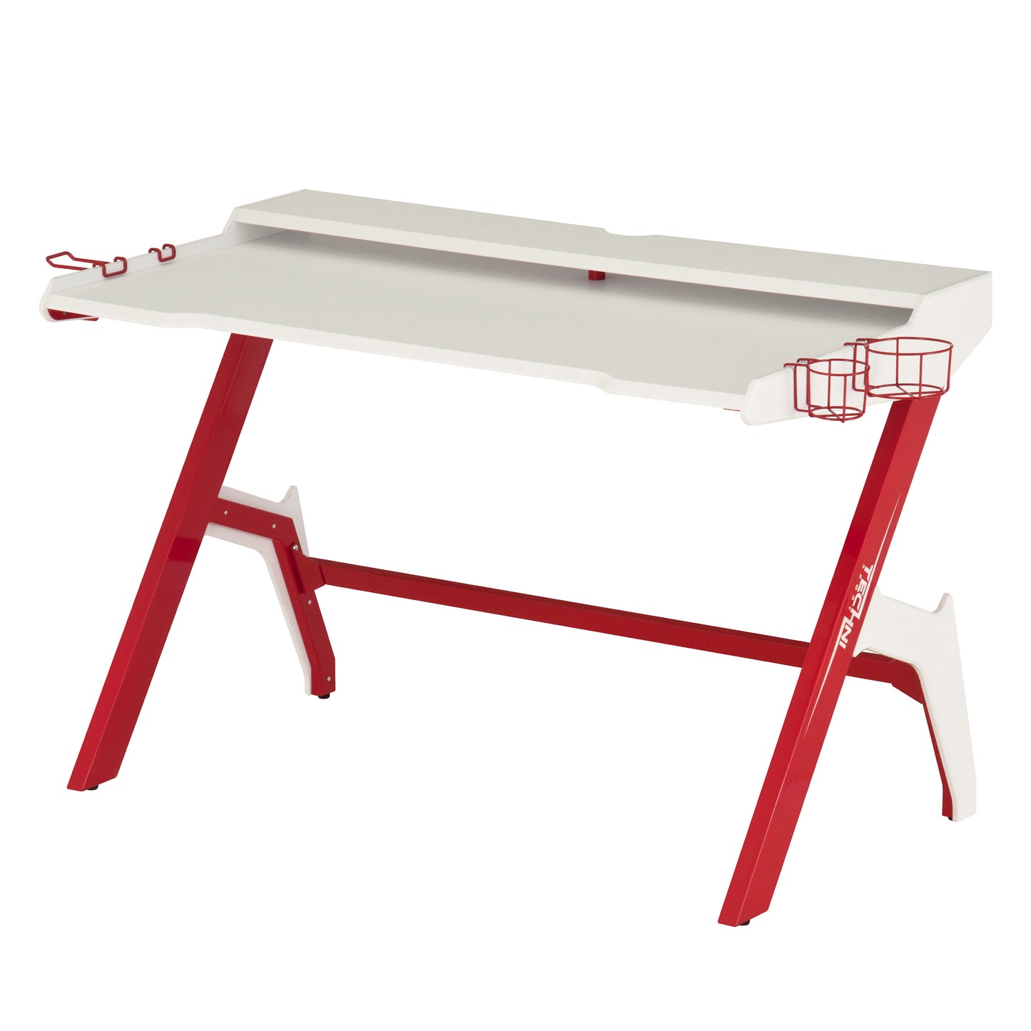 Ergonomic Computer Gaming Desk Workstation, Cupholder, Headphone Hook,