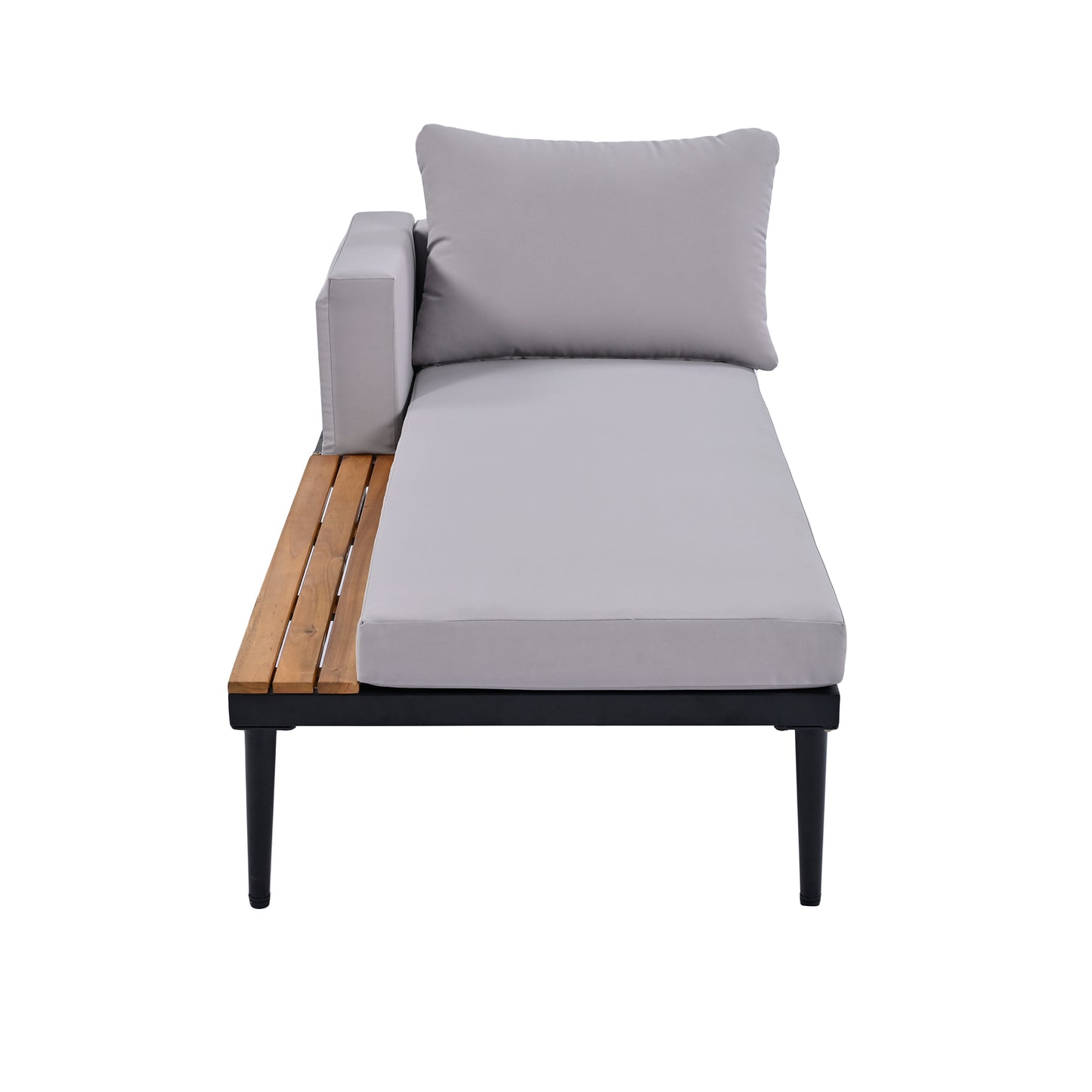 Outdoor Daybed Patio with Wood Topped Side Spaces for Drinks