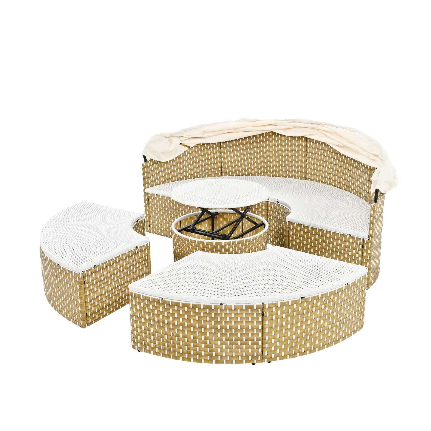 Patio Furniture Round Outdoor Sectional Sofa Set, Daybed