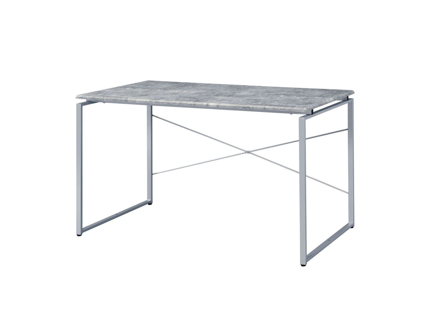 ACME Jurgen Desk, Faux Concrete & Silver