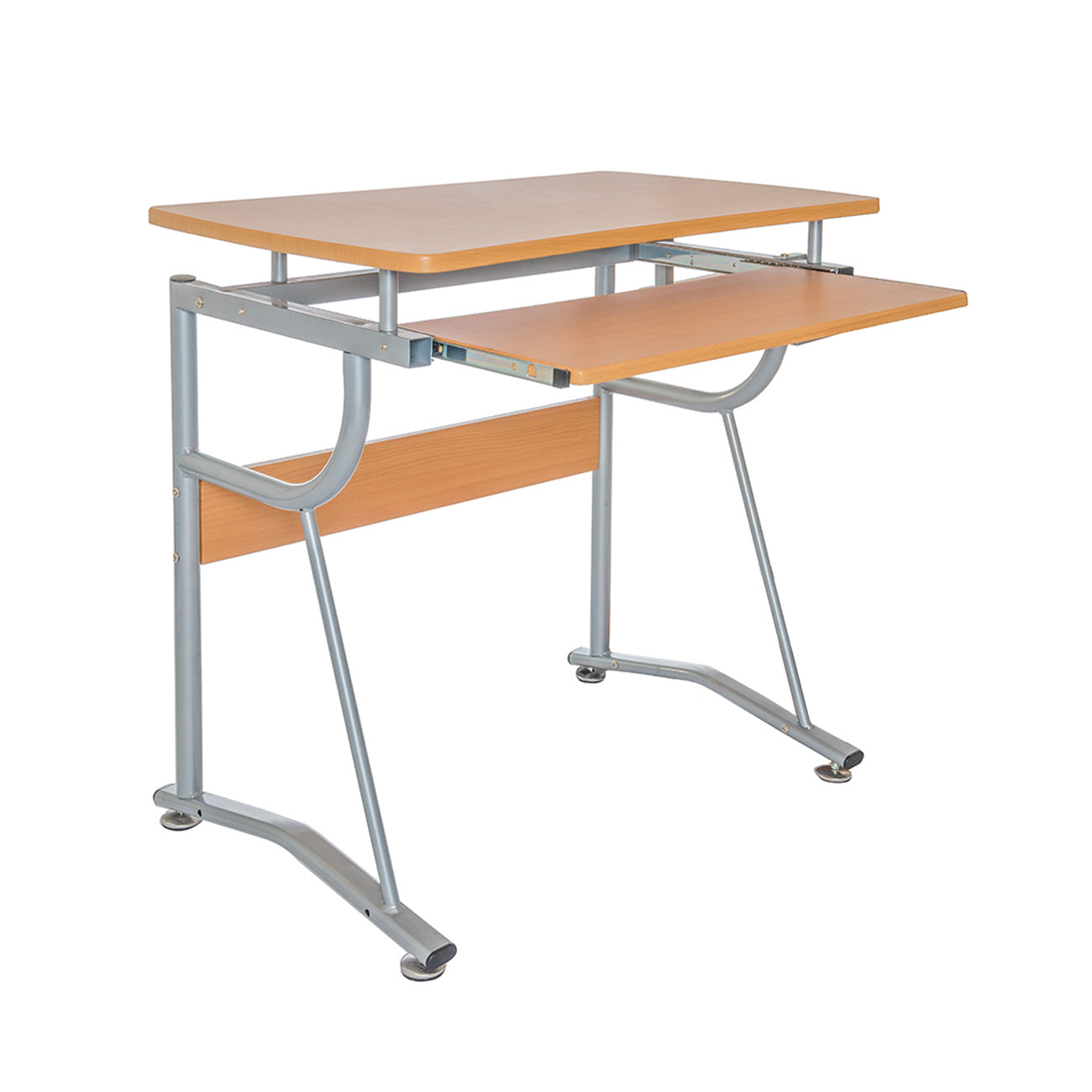 Techni Mobili Compact Computer Desk, Side Shelf, Keyboard Panel