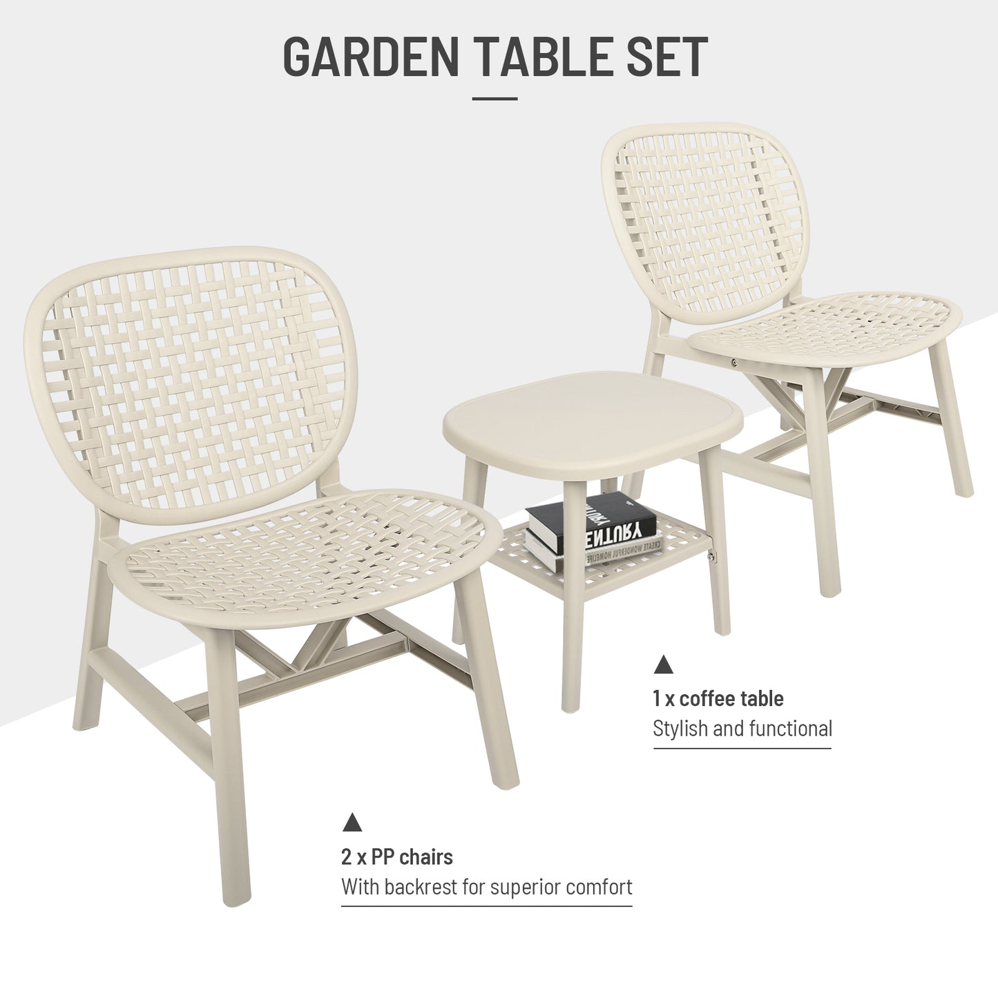 3 Pieces Hollow Design Retro Patio Table Chair Set All Weather