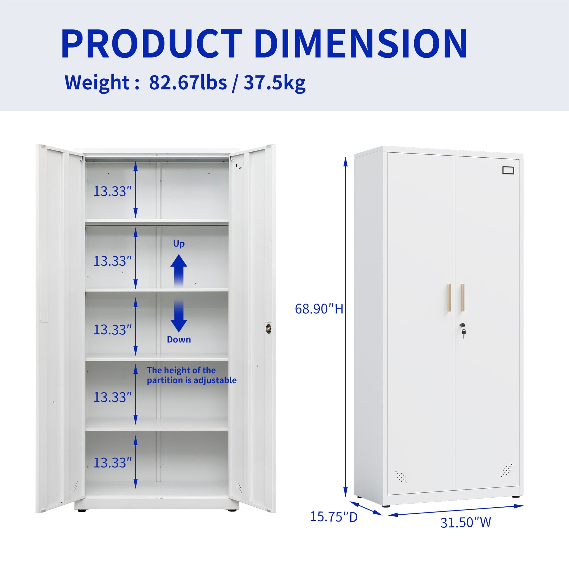 Storage Cabinet 2 Doors 5 Storage Spaces, Home/ Office