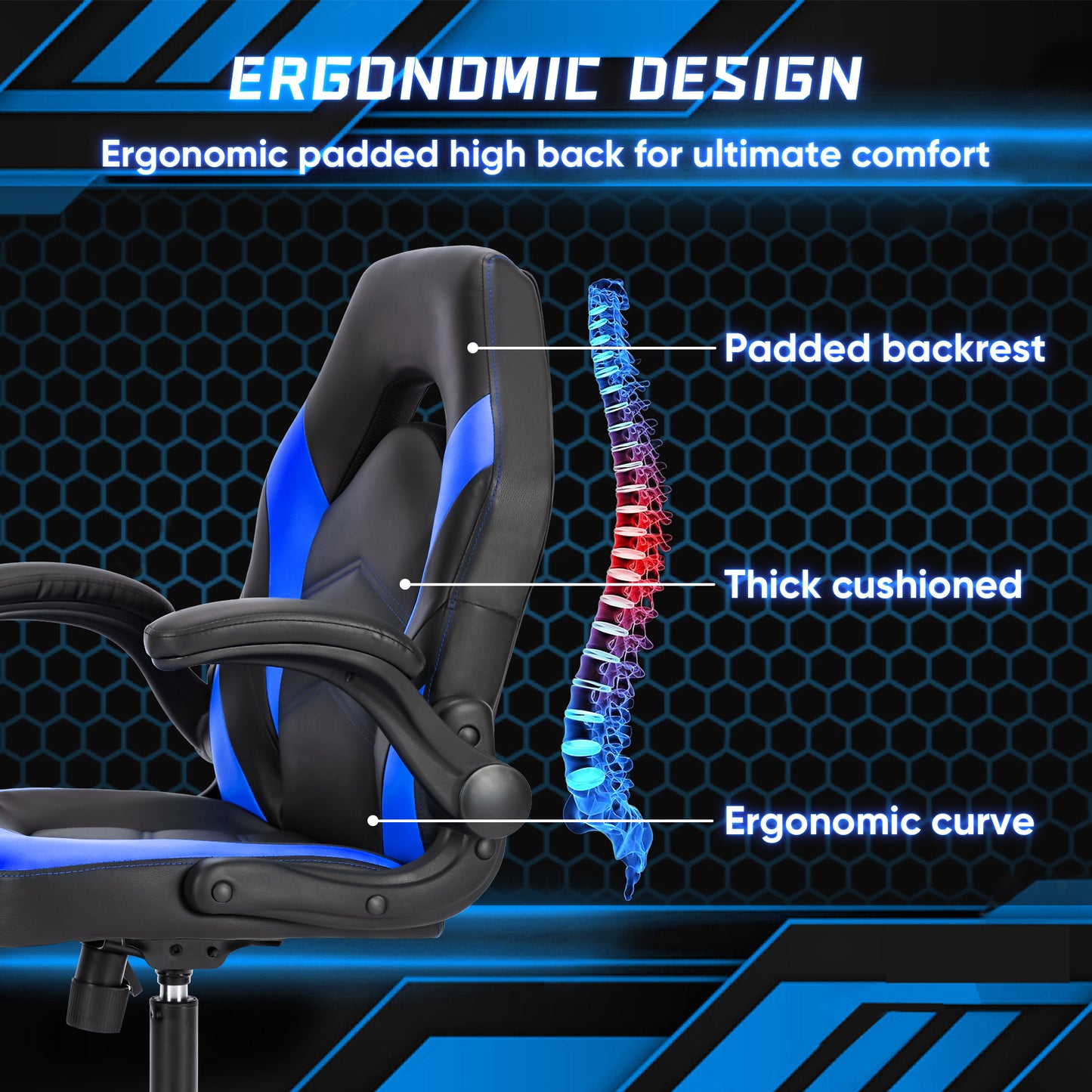 Gaming Leather Computer Ergonomic Office Chair, Lumbar Support