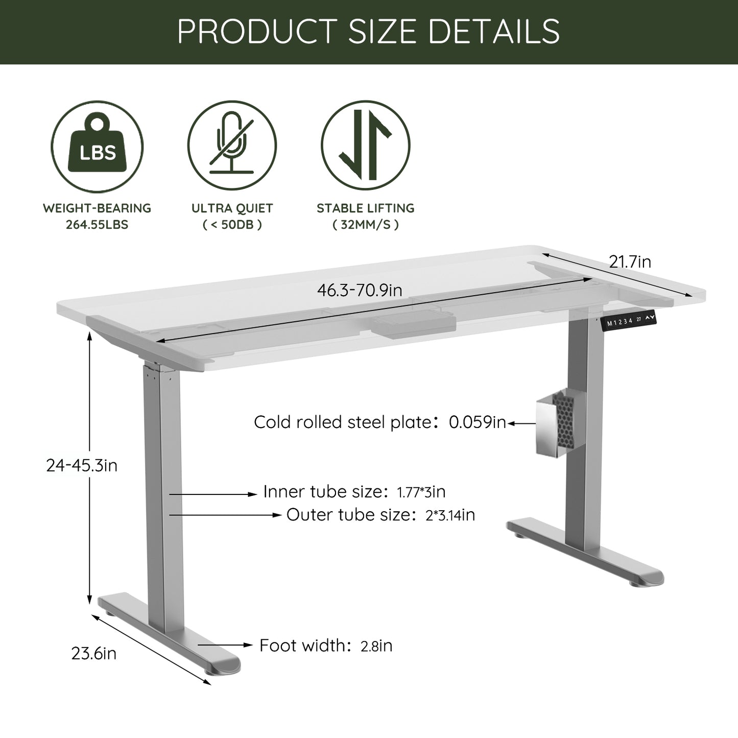 Electric Stand up Desk Frame Height Adjustable Table