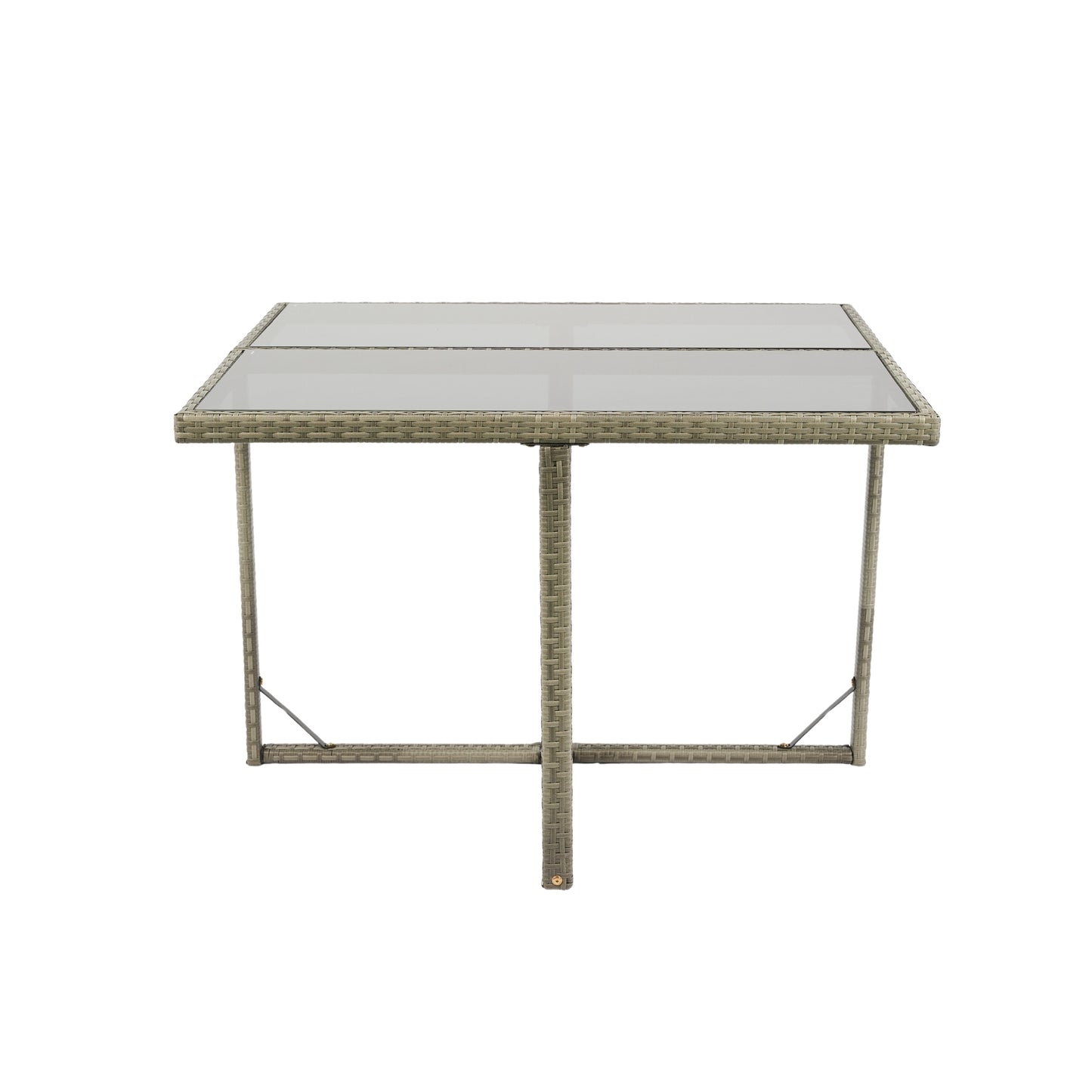 9 Pieces Patio Dining Sets Outdoor Space Saving, Glass Table