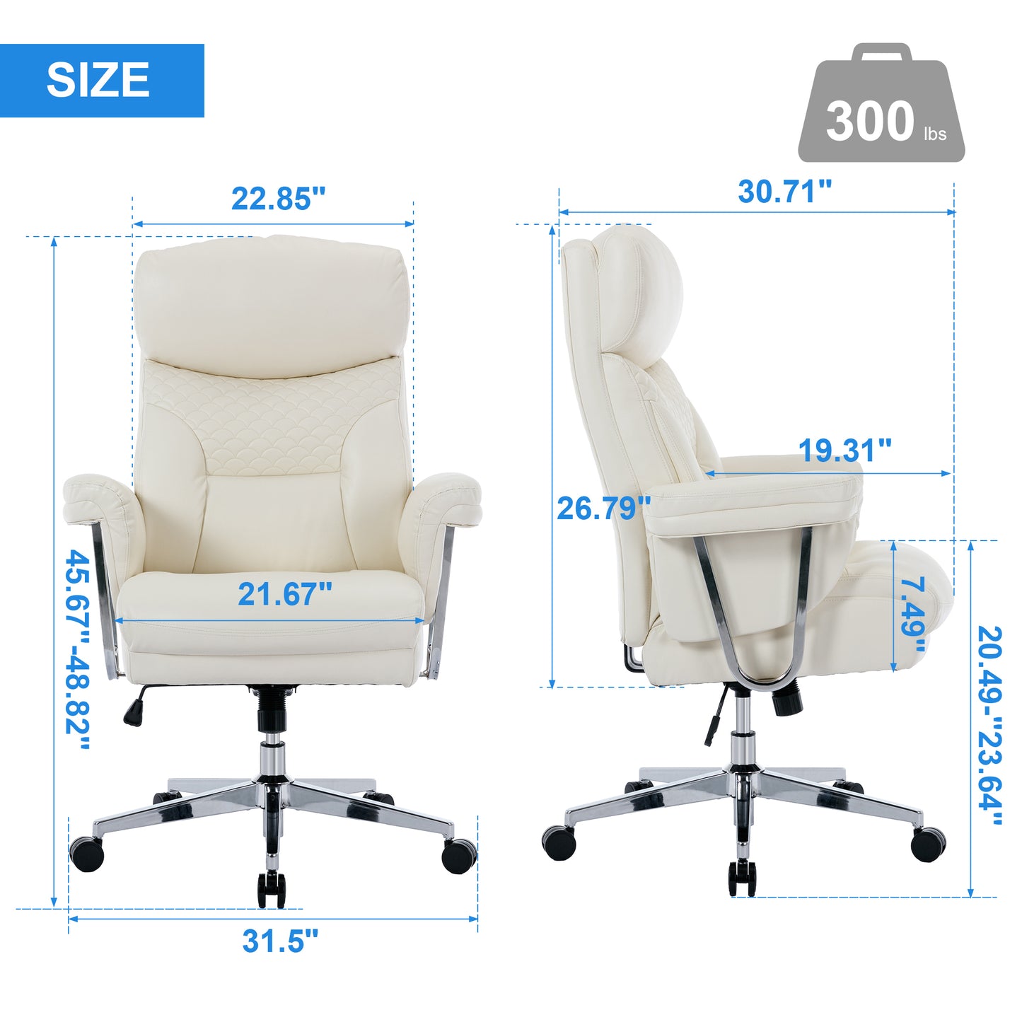 Executive Office Chair 300lbs-Ergonomic Leather