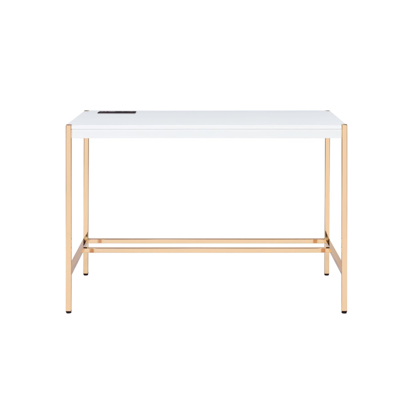 ACME Midriaks Writing Desk w/USB Port in White & Gold Finish