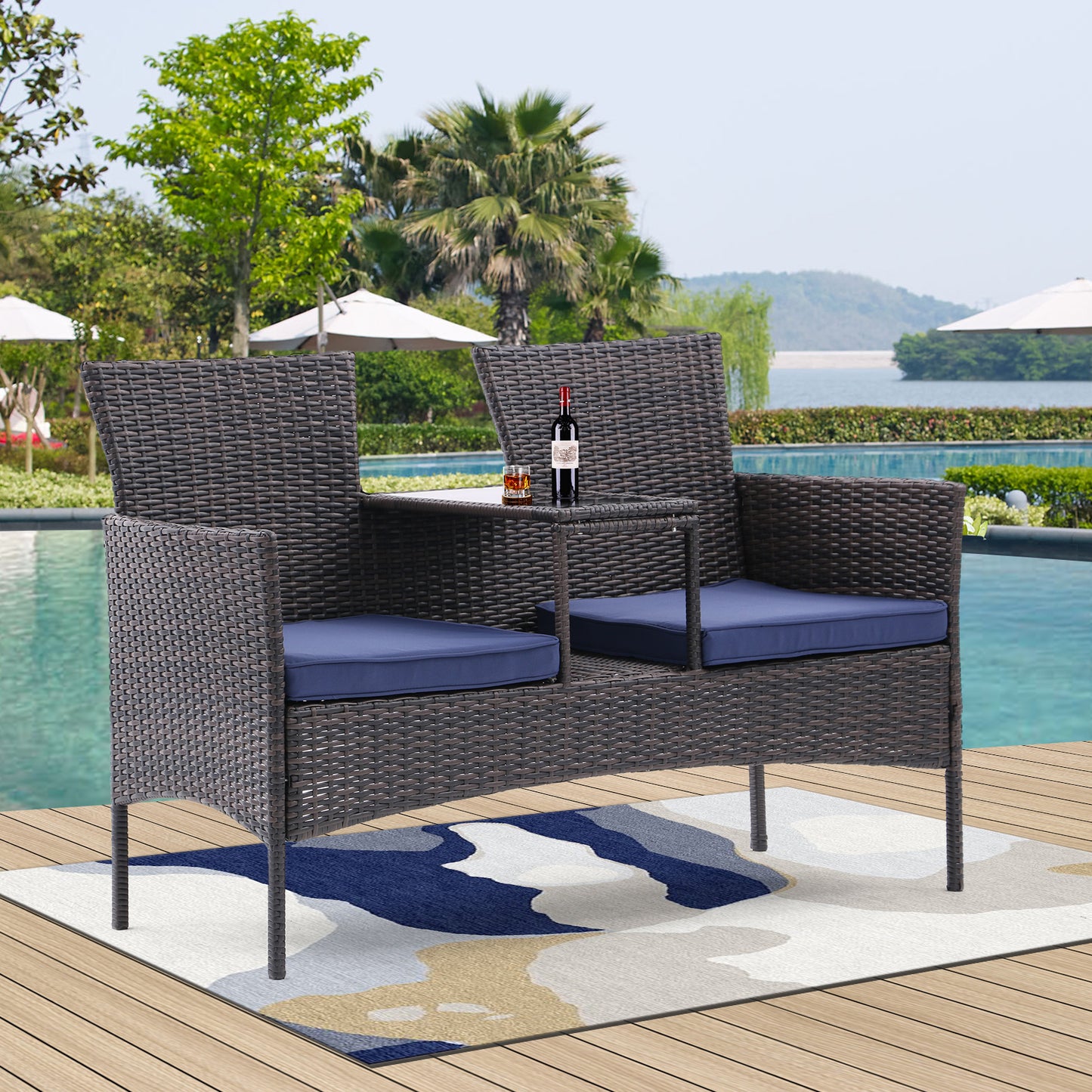 Outdoor Patio Loveseat Set, All Weather Conversation Furniture