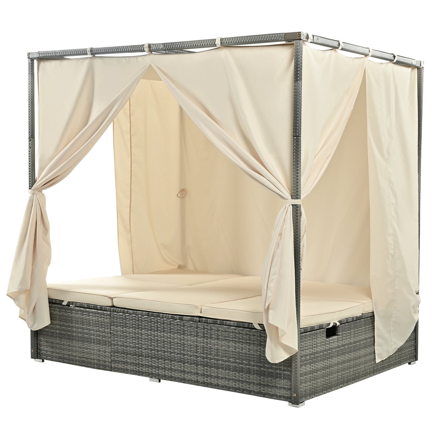 U_Style Adjustable Sun Bed With Curtain, High Comfort