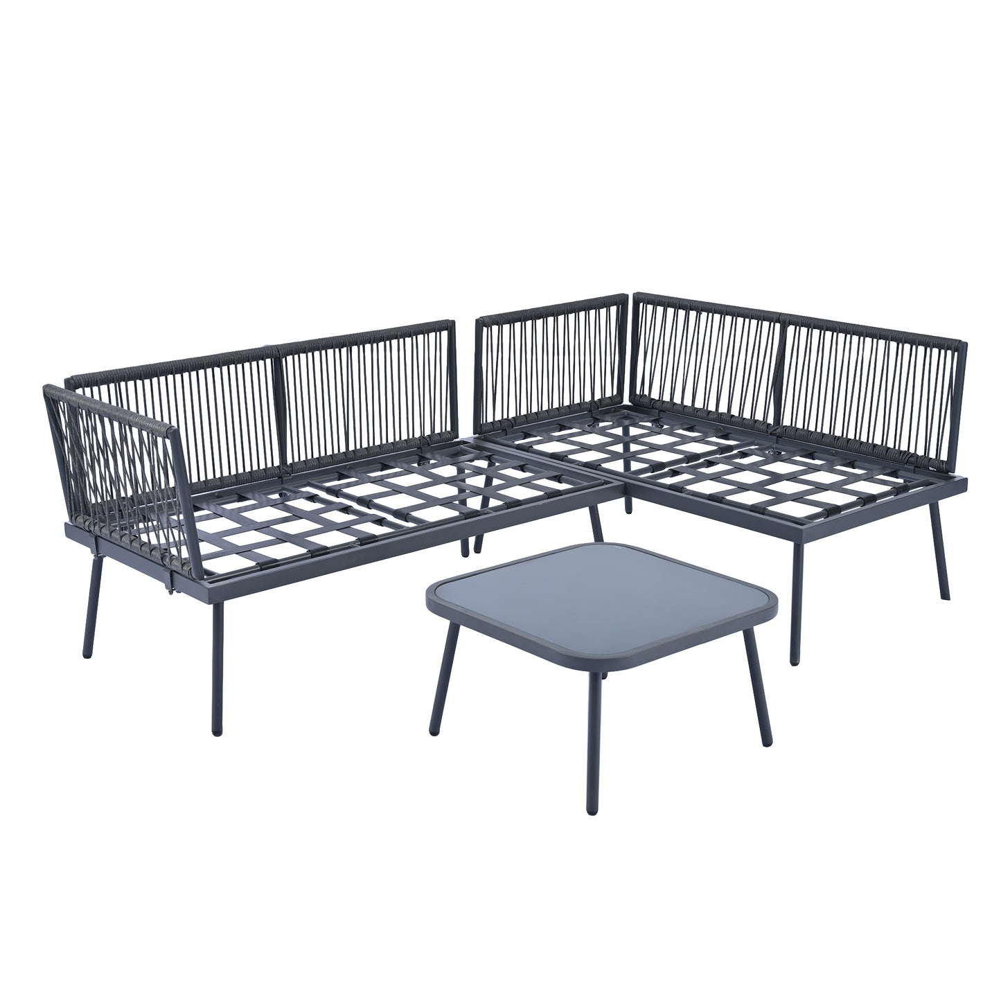 Modern Outdoor 3-Piece Sofa Set All Weather Patio