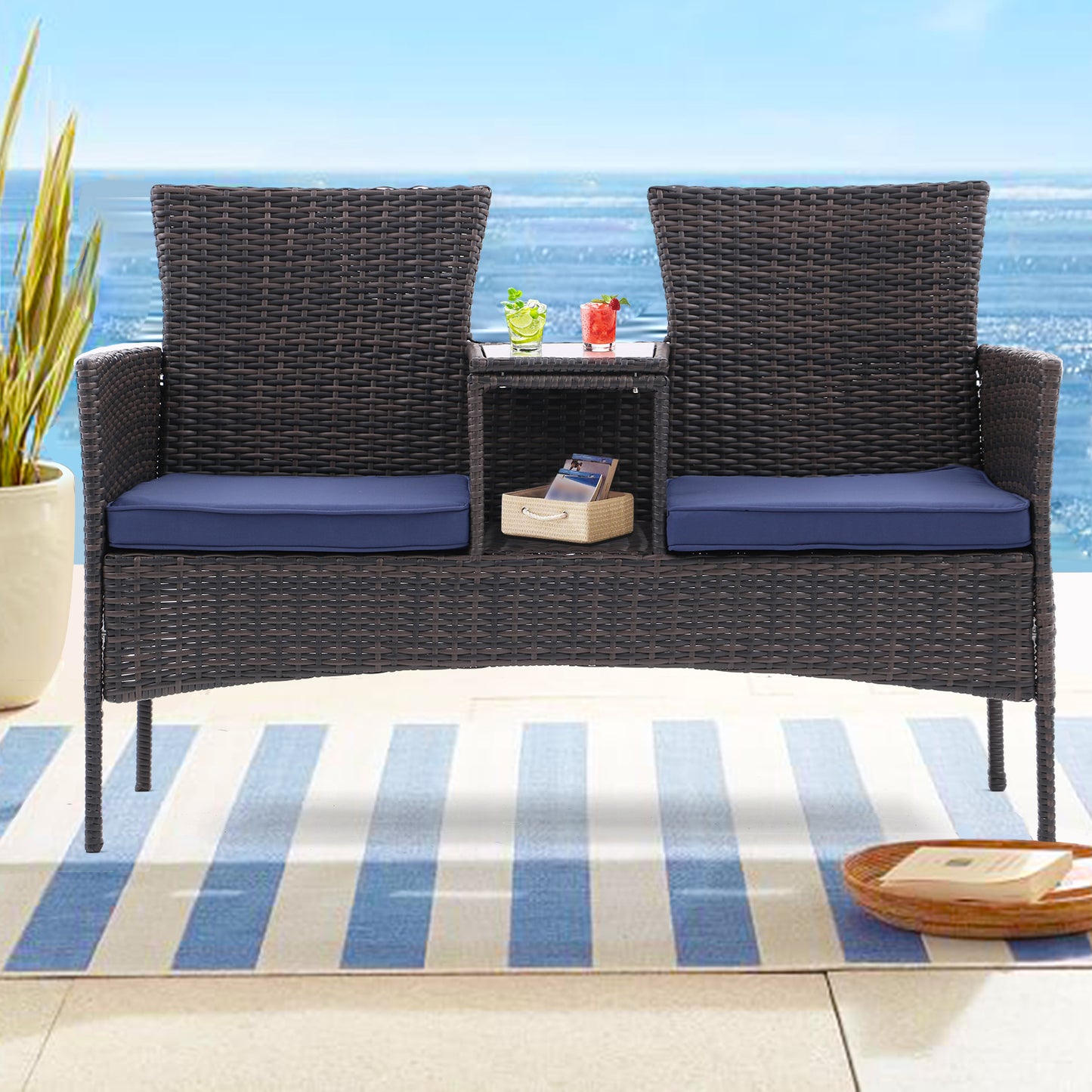 Outdoor Patio Loveseat Set, All Weather Conversation Furniture