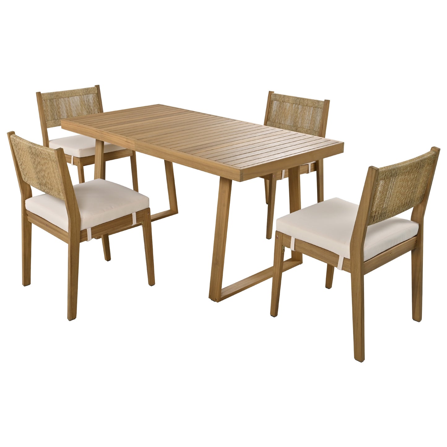 Multi-person Outdoor Dining Table and Chair Set, Thick Cushions