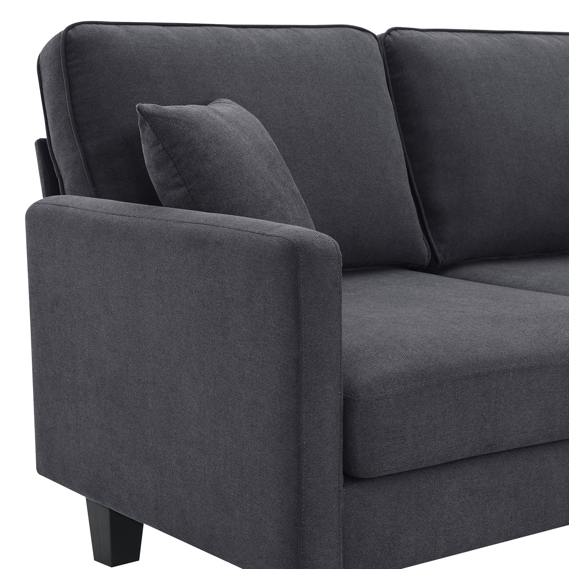 Terrycloth Sectional Sofa, 5-Seat Set, Chaise Lounge, L-Shape, Living Room, Grey