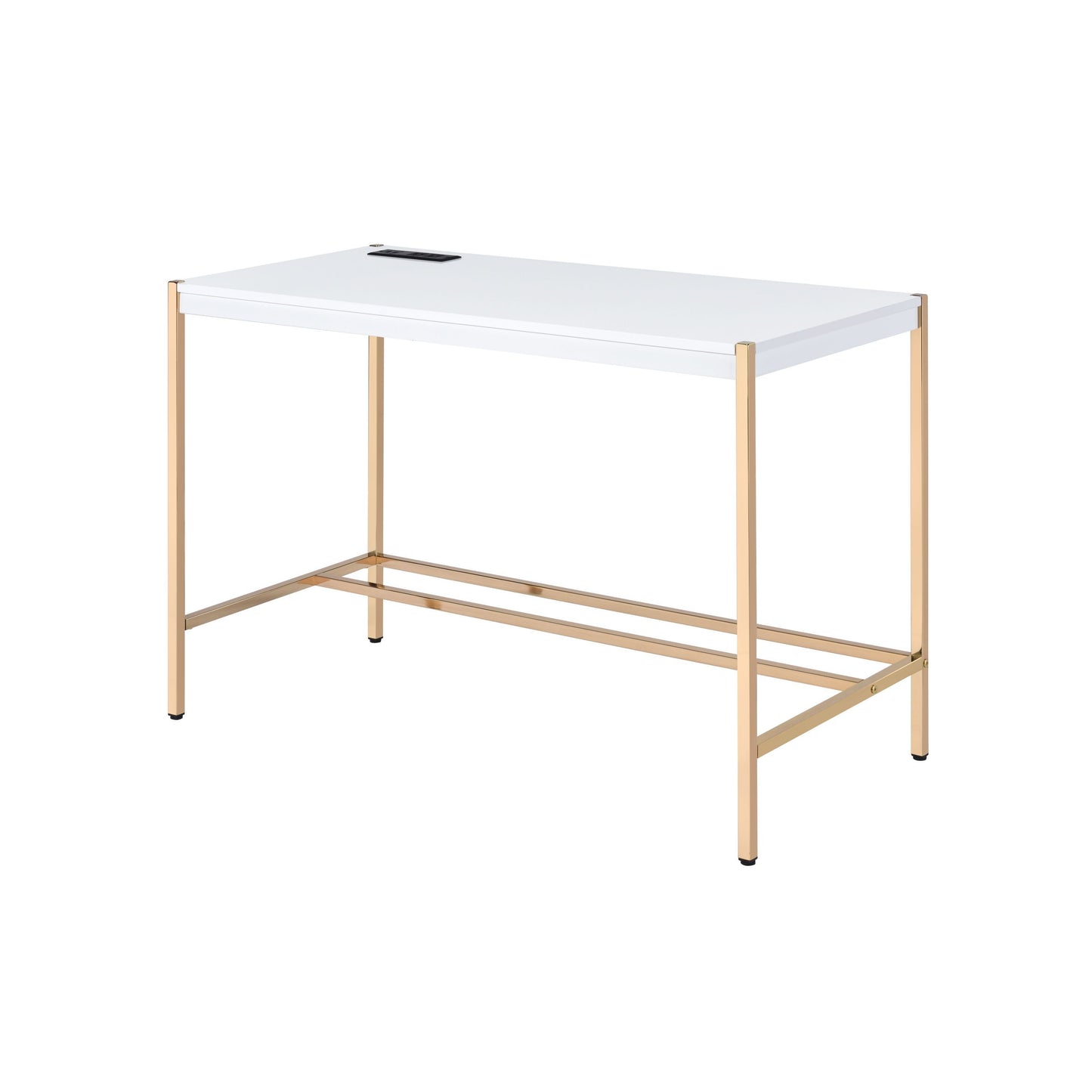 ACME Midriaks Writing Desk w/USB Port in White & Gold Finish