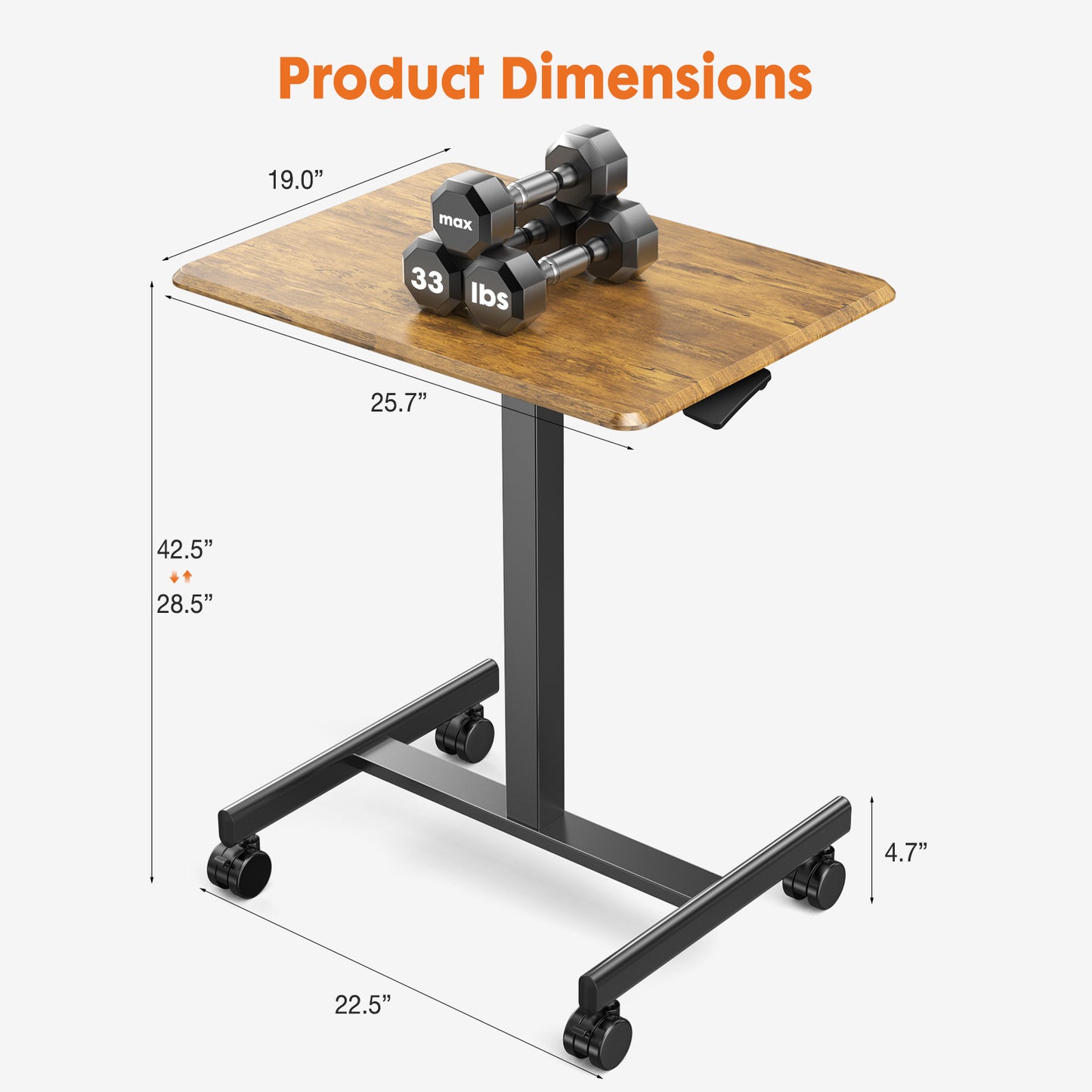 Mobile Rolling Standing Rolling Desk Laptop Computer Cart for Home