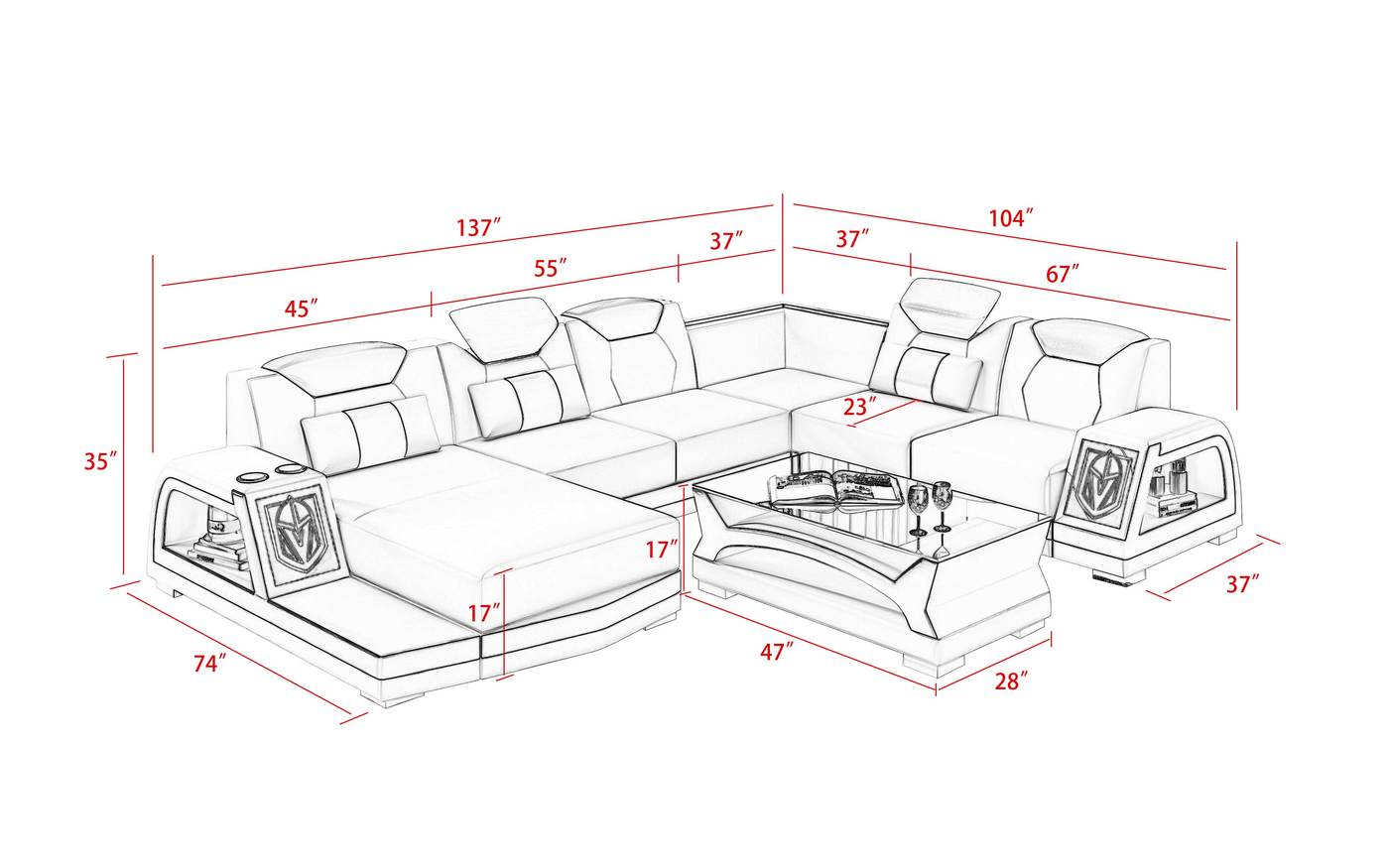 Modern Sectional With Illuminating LED