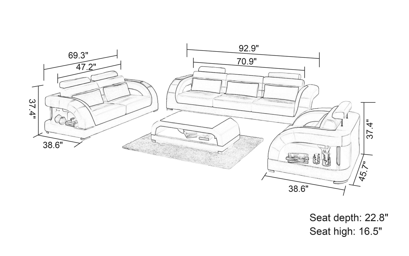 Modern Leather Sofa Set