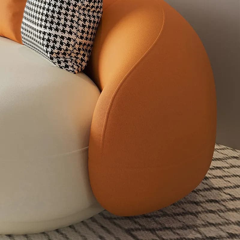 Modern Orange & White Leather Upholstered 3-Seater Sofa