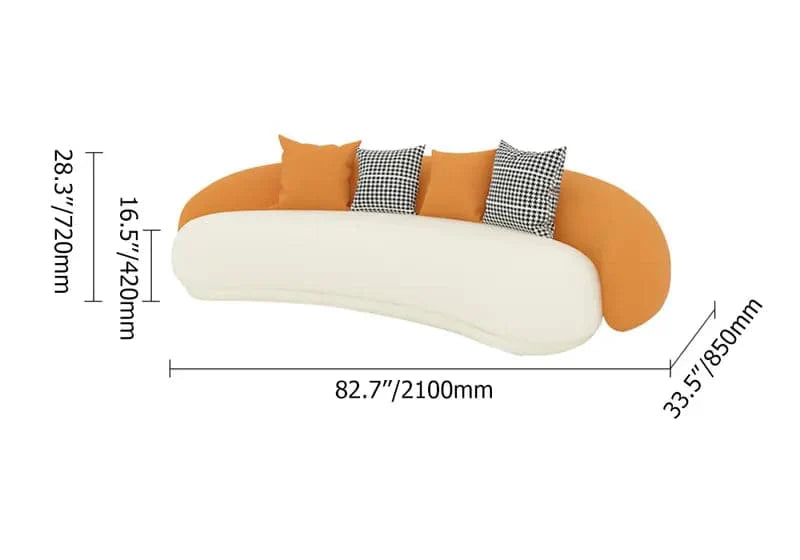 Modern Orange & White Leather Upholstered 3-Seater Sofa