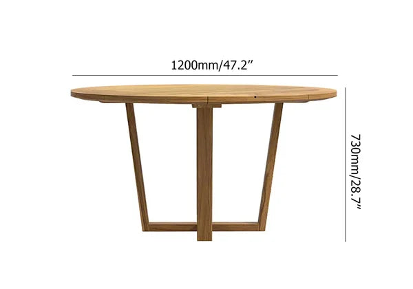 Modern Round Teak Wood 6 Person Outdoor Patio Dining Table